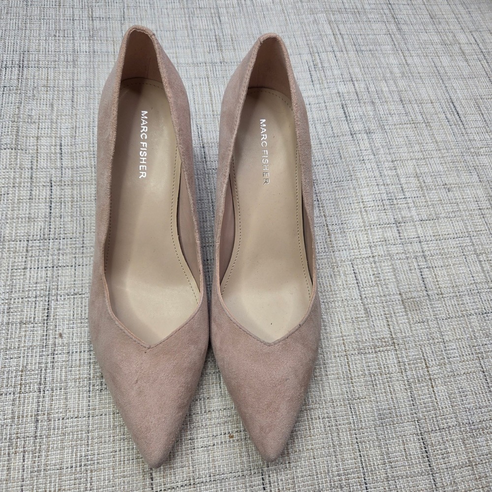 Marc Fisher MFCAITLIN Blush Pink Suede Pointed Toe Block Heel Pumps Womens 9M